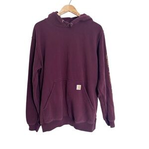 Carhartt Men's Burgundy Oversized Loose Fit Hoodie Size Medium Cotton-blend